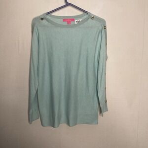 Lilly Pulitzer Milton Sweater Heathered Whisper Blue Size S Beach Resort Chic‎